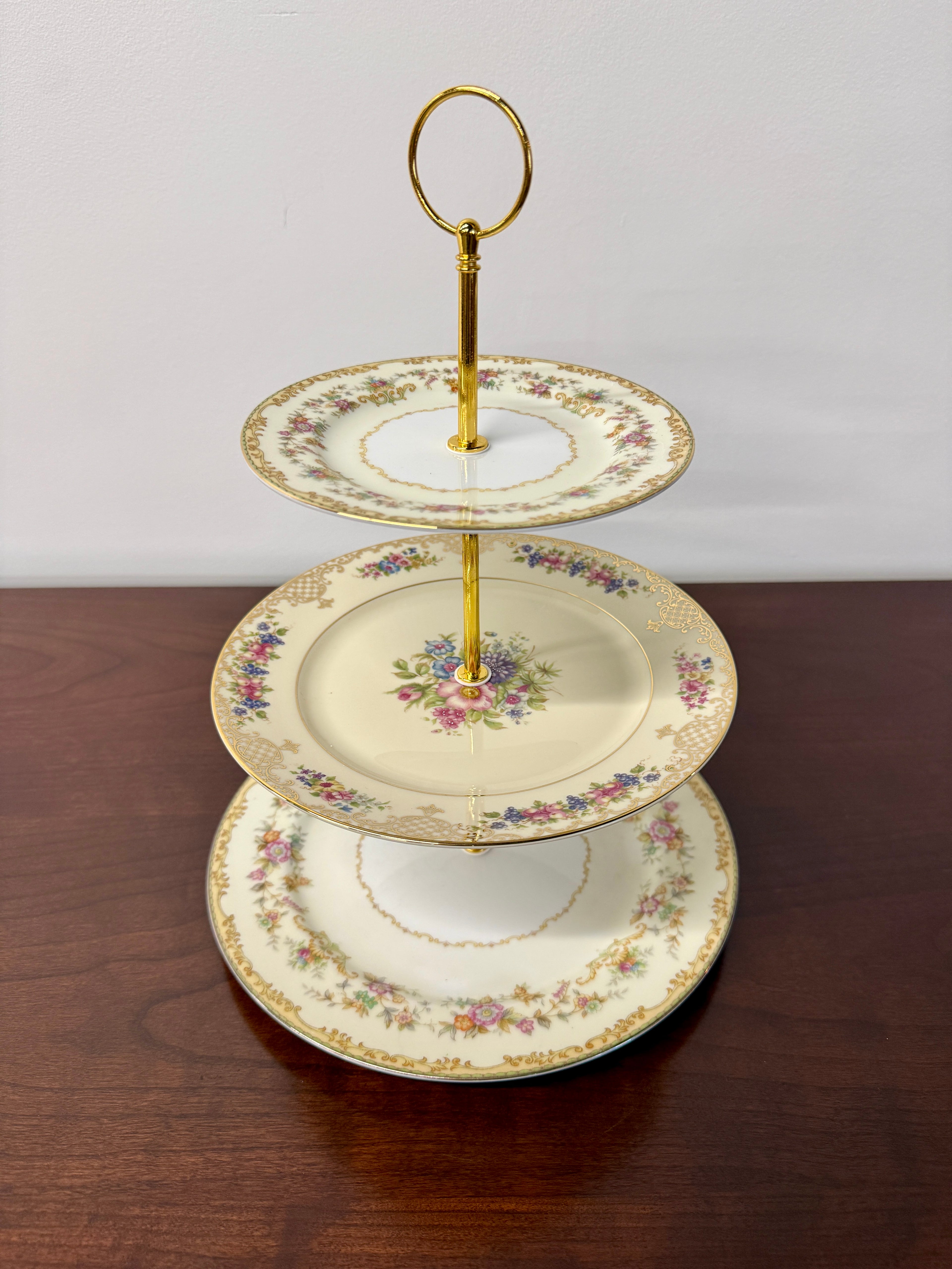 Noritake Aberdale Rosenthal Floranda Vintage 3 Tier China Tray