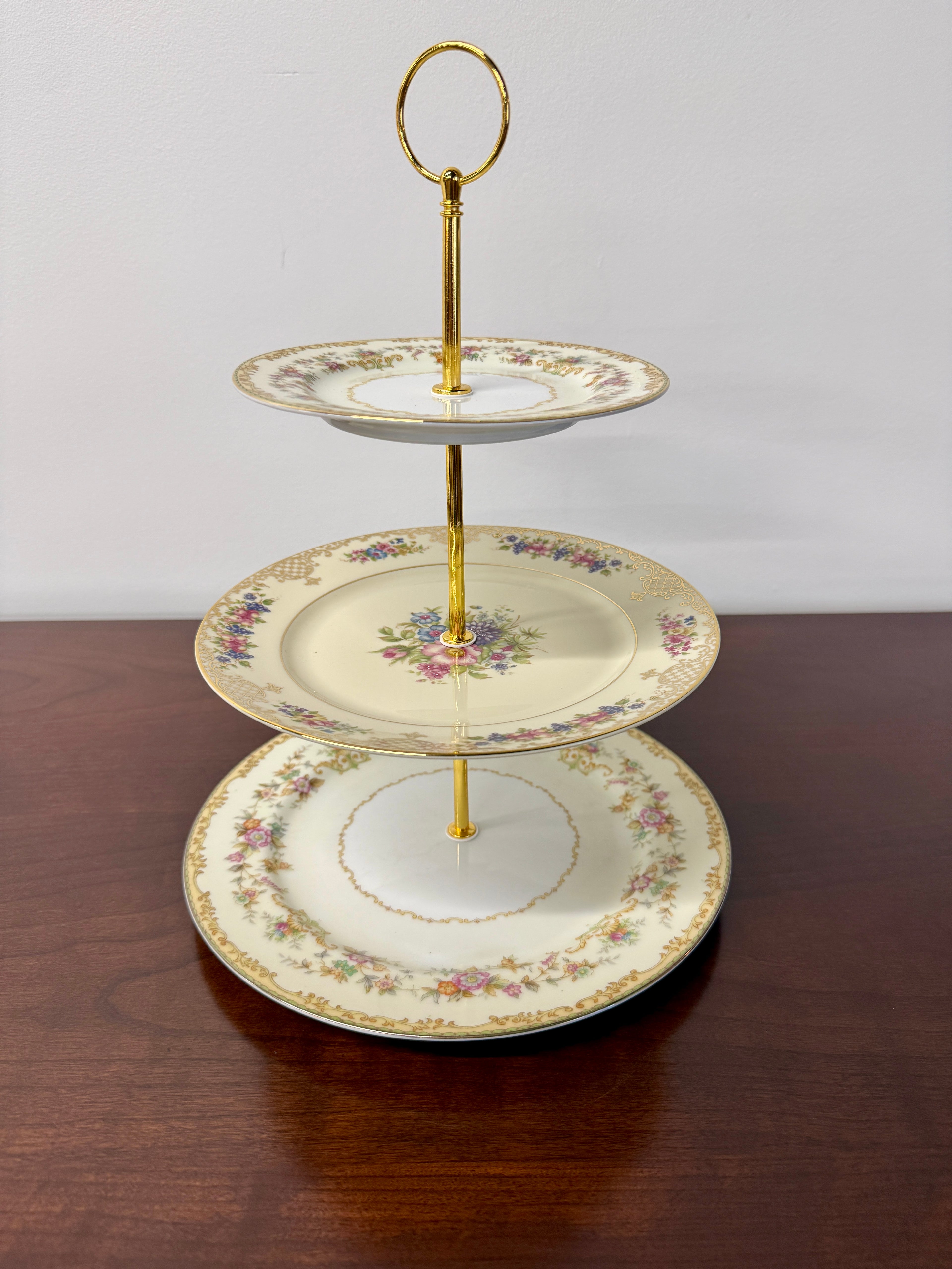 Noritake Aberdale Rosenthal Floranda Vintage 3 Tier China Tray