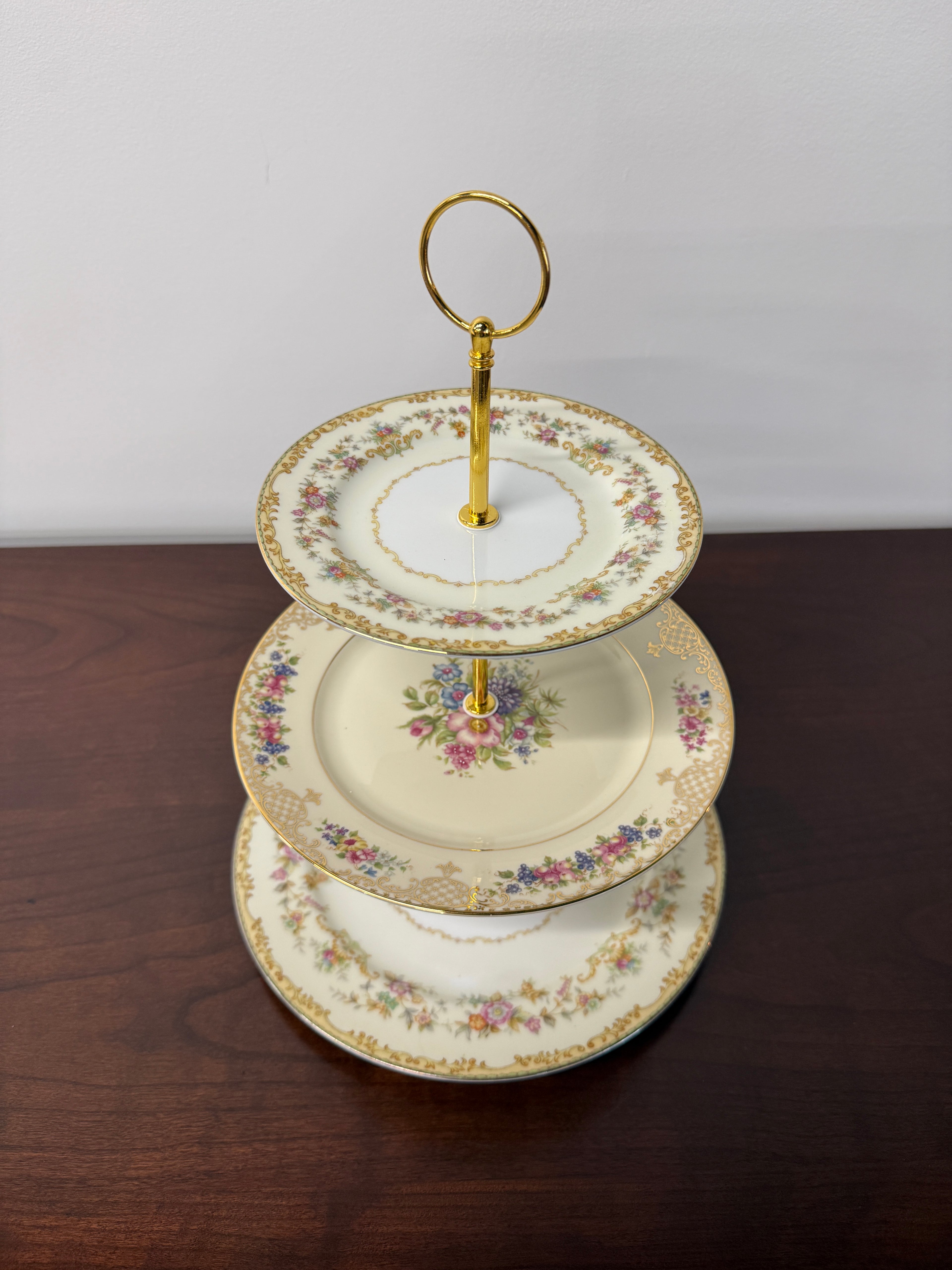 Noritake Aberdale Rosenthal Floranda Vintage 3 Tier China Tray