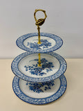 Woods & Sons Wincanton Pattern Blue & White 3 Tier Vintage China Tray
