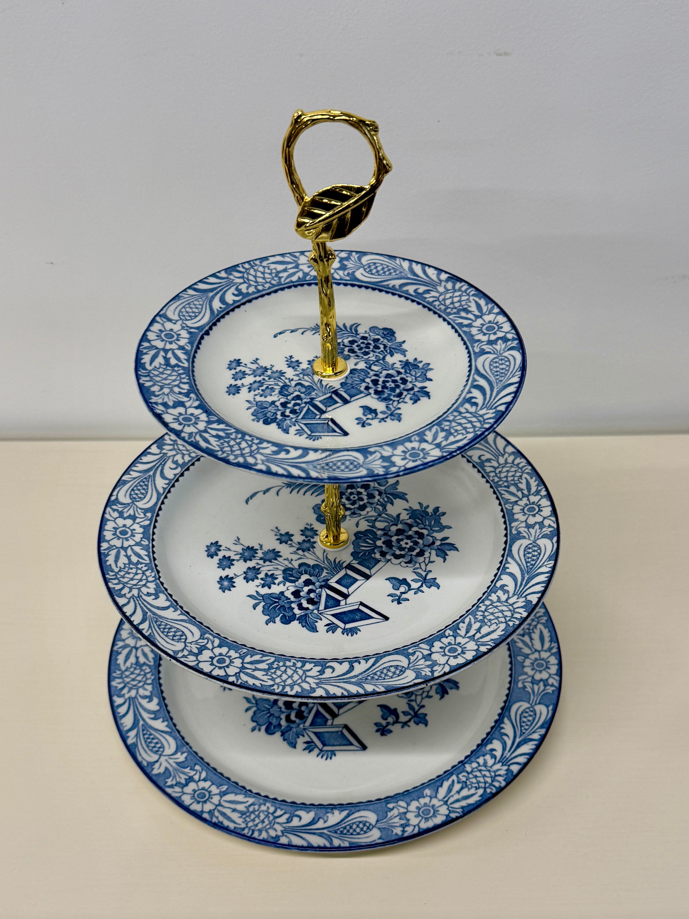 Woods & Sons Wincanton Pattern Blue & White 3 Tier Vintage China Tray